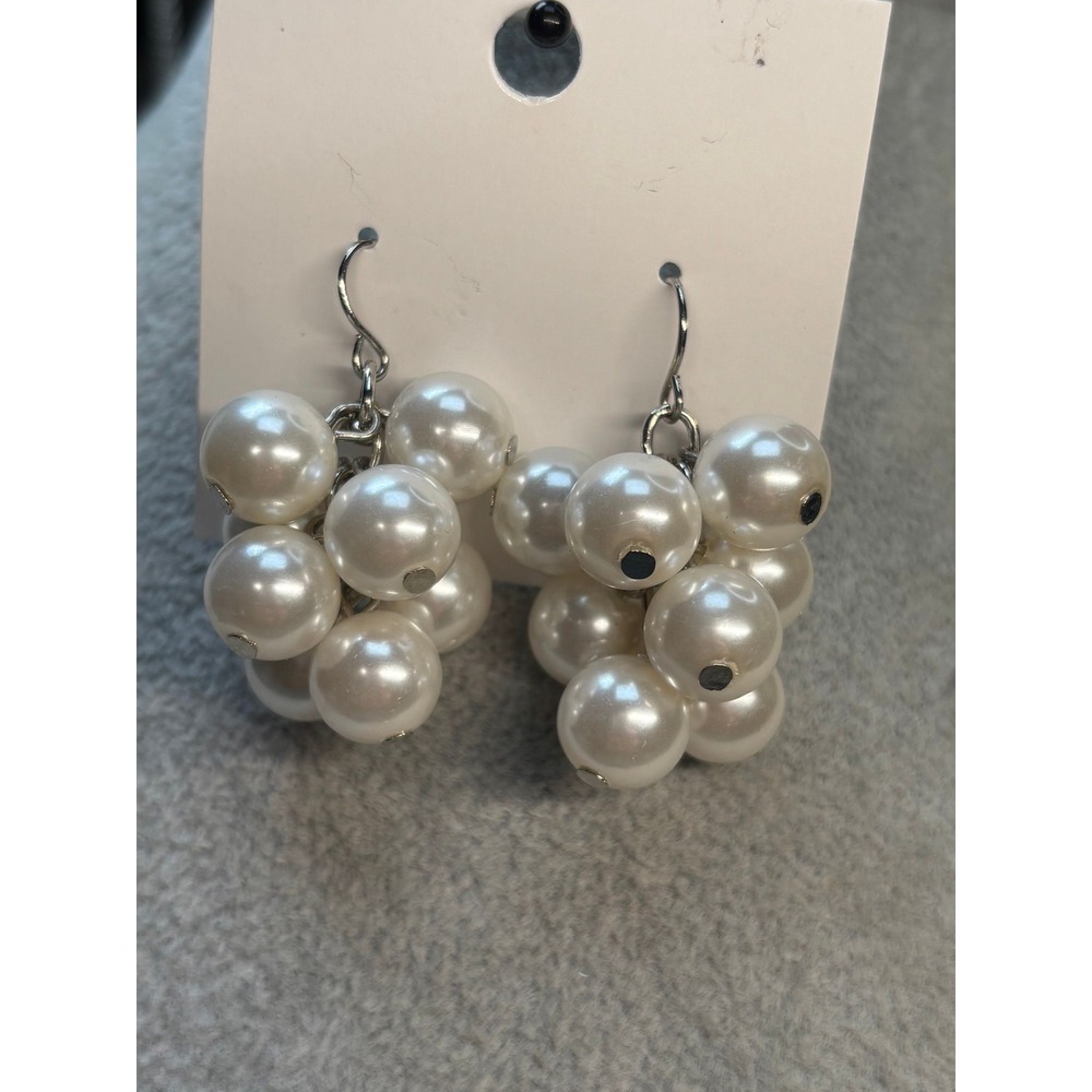 #19. Vintage Style White Faux Pearl Cluster Dangle Earrings